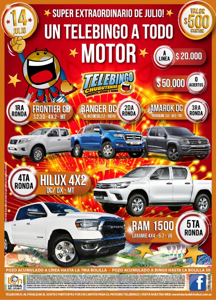 EL TELEBINGO CHUBUTENSE SE VIENE CON PREMIOS IMPERDIBLES