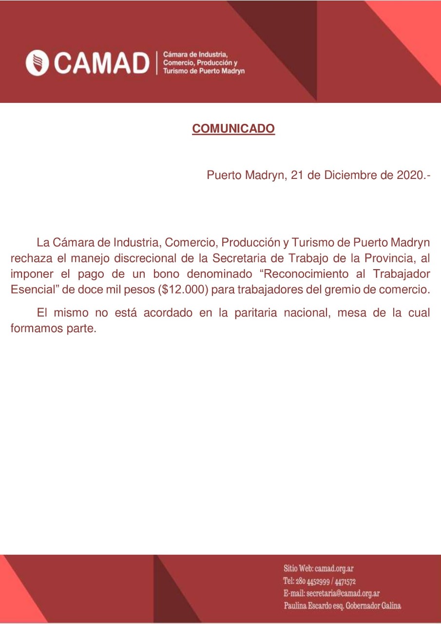 LA CAMAD VUELVE A OPONERSE A LOS BENEFICIOS DE LOS TRABAJADORES