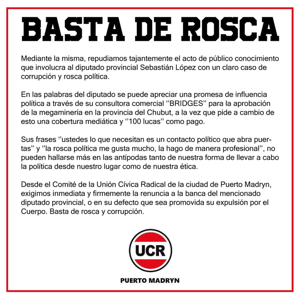 LA UCR SOLICITÓ LA RENUNCIA DEL DIPUTADO LÓPEZ