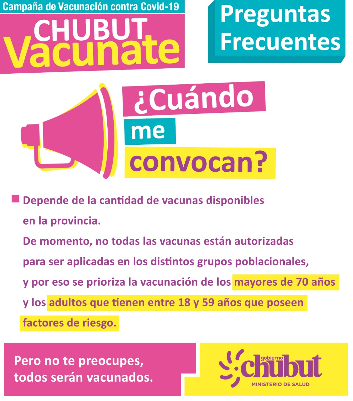 El Ministerio de Salud explicó cómo se desarrolla la Vacunación contra el COVID-19 en Chubut
