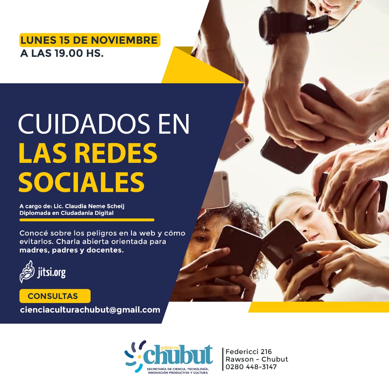 INVITAN A PARTICIPAR DE UNA CHARLA ABIERTA SOBRE “CUIDADOS EN LAS REDES”