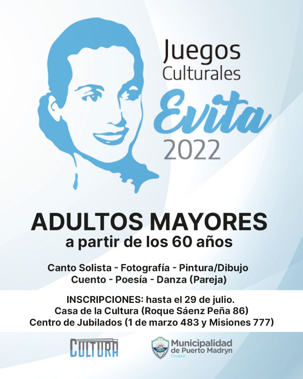 INSCRIPCIONES ABIERTAS PARA LOS JUEGOS CULTURALES EVITA PARA ADULTOS MAYORES