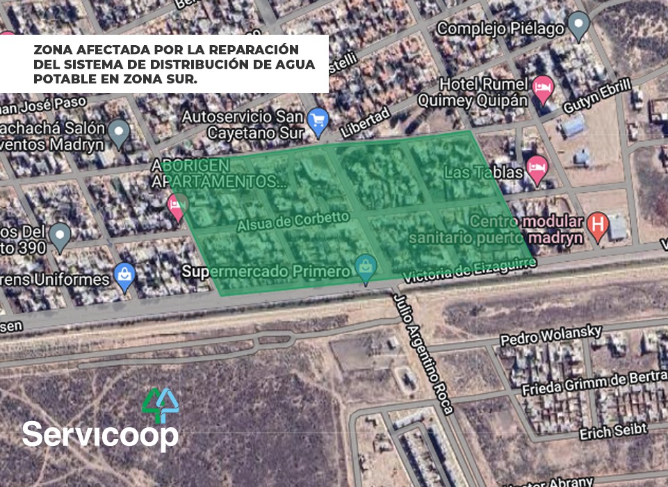 Reparación de red de agua potable en la zona sur