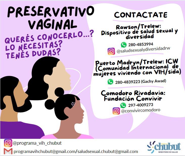 CHUBUT PROMUEVE EL USO DEL PRESERVATIVO VAGINAL COMO MÉTODO ANTICONCEPTIVO Y PARA PREVENIR EL VIH Y OTRAS ITS