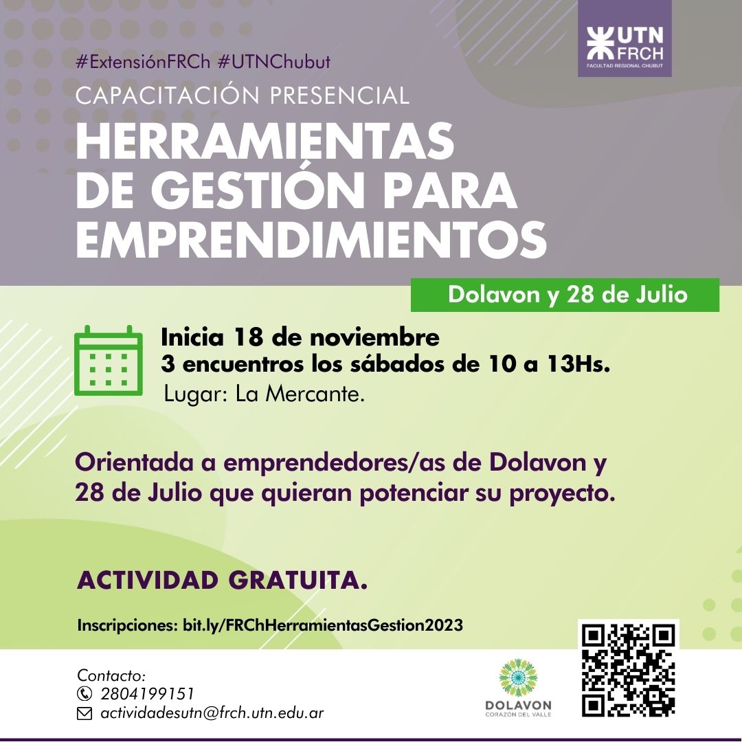 UTN CHUBUT LLEGA AL VALLE CON TALLERES PARA PERSONAS EMPRENDEDORAS