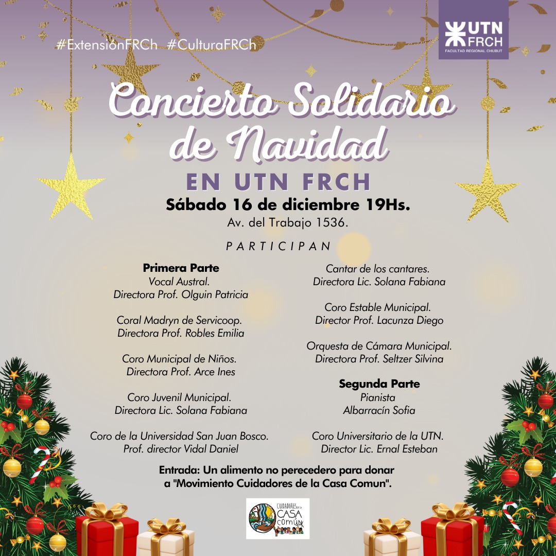 UTN CHUBUT HARÁ EL CONCIERTO SOLIDARIO DE NAVIDAD