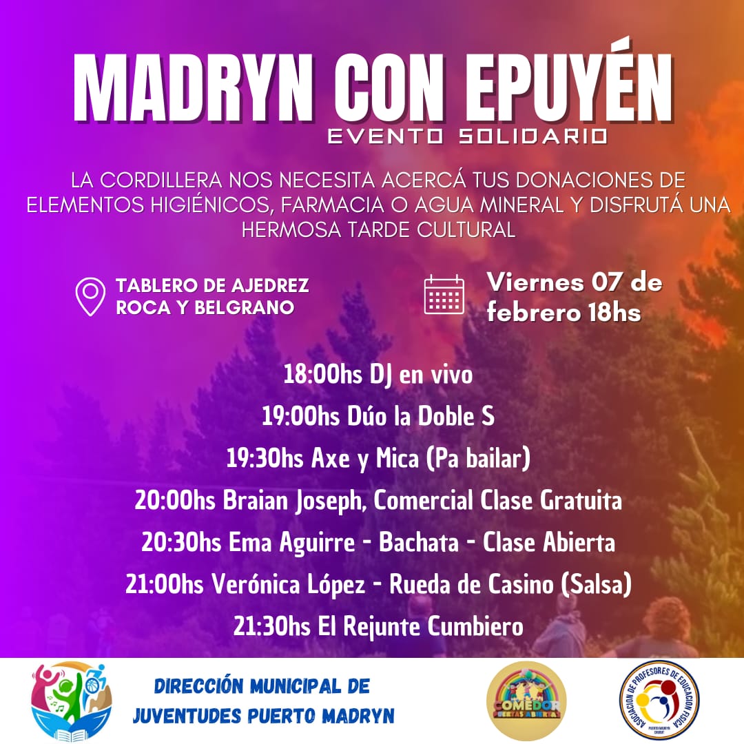 Puerto Madryn organiza un evento solidario para ayudar a Epuyén