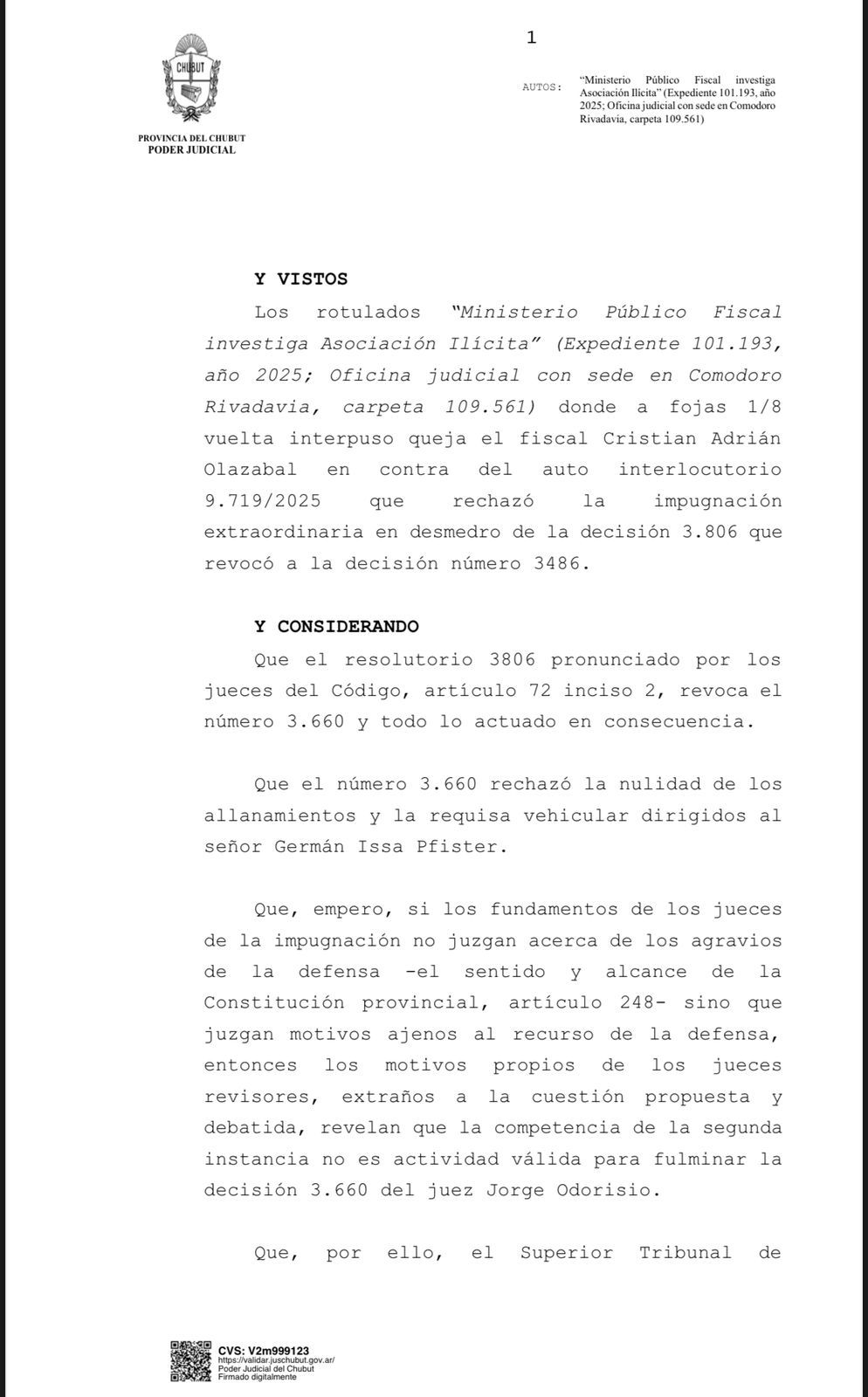 El STJ desarma la estrategia de Issa Pfister y ratifica la investigación en su contra