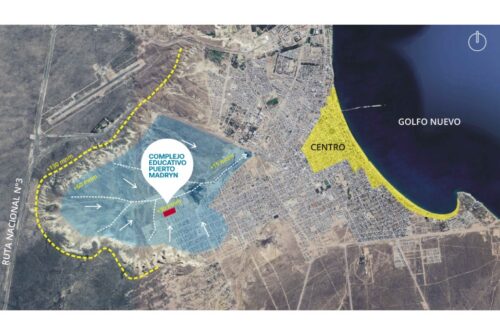 Torres presentó en Puerto Madryn un moderno complejo educativo para el barrio Perón